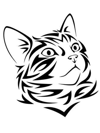 338x450 Tribal Cat Kitten Animal Giclee Print