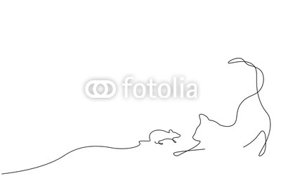 400x250 Cat And Mouse One Line Drawing Vector Illustration Buy Photos