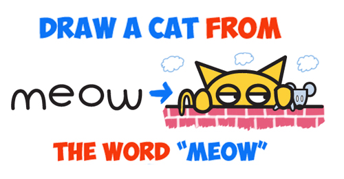 500x260 how to draw cartoon cat catching mouse from the word meow