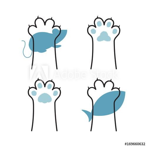 500x500 cat paw line drawing, cat and mouse vector, cat and fish