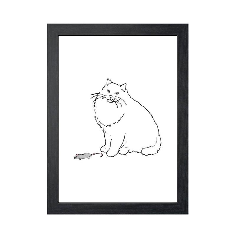 794x794 Cat Dead Mouse Present Art Print Wall Decor Wall Etsy