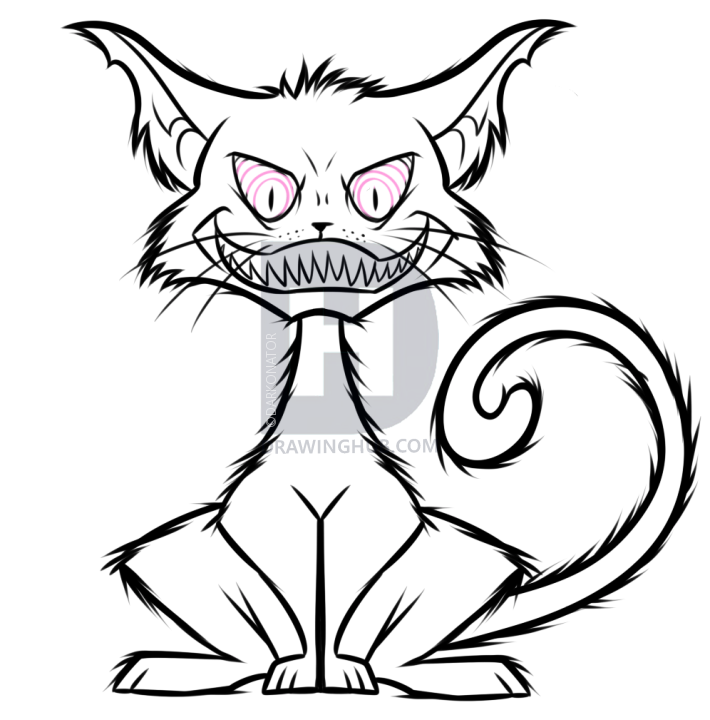 710x720 How To Draw A Spooky Cartoon Cat, Step