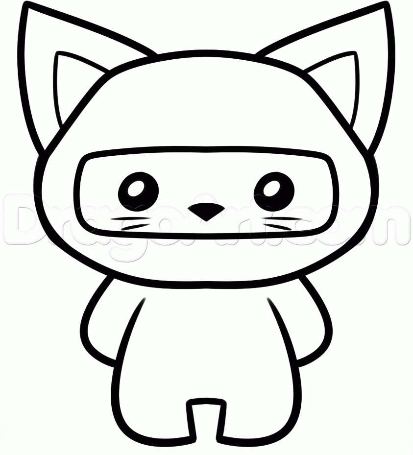 843x929 How To Draw A Ninja Cat, Step