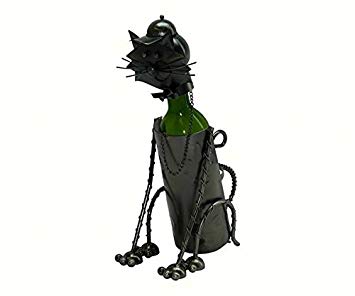 355x296 wine bodies sitting kitty cat metal wine bottle holder