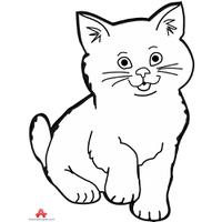 200x200 Download Contour Drawing Of Little Kitten Cat Design Clipart Png