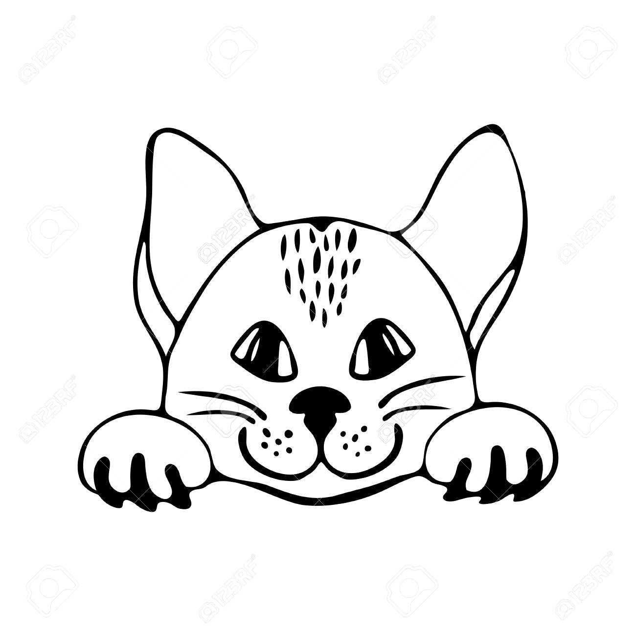 1300x1300 Cute Cats Clipart Black And White