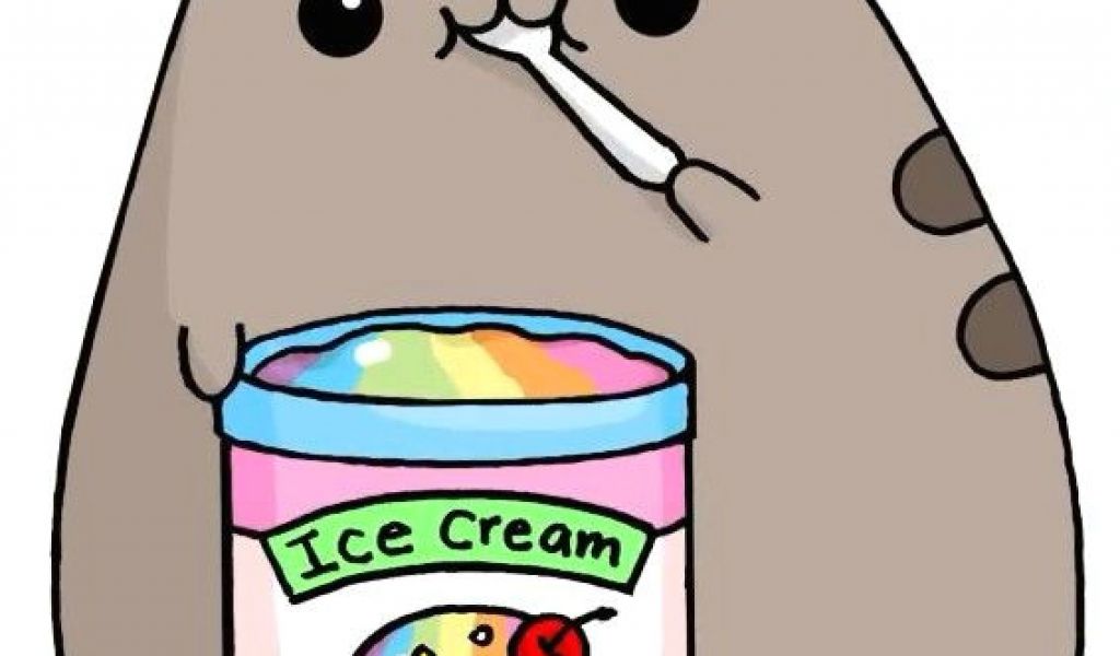 1024x600 drawing of a cat eating pusheen eating ice cream pusheen the cat
