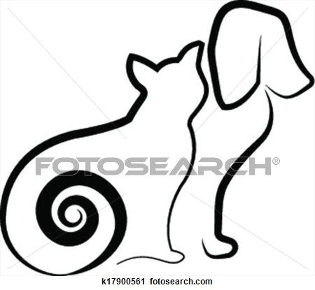 450x415 Cat And Dog Stylized Silhouette Clipart Cats And Dogs Dog