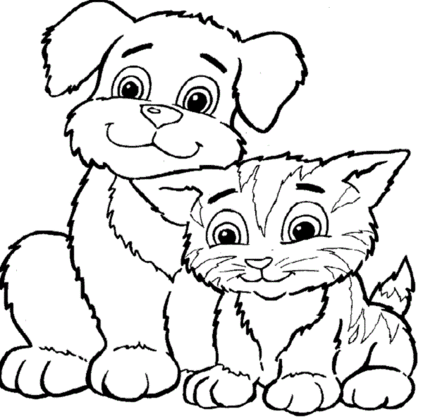 600x594 Prissy Inspiration Cats And Dogs Coloring Pages Color Cute Cat Dog