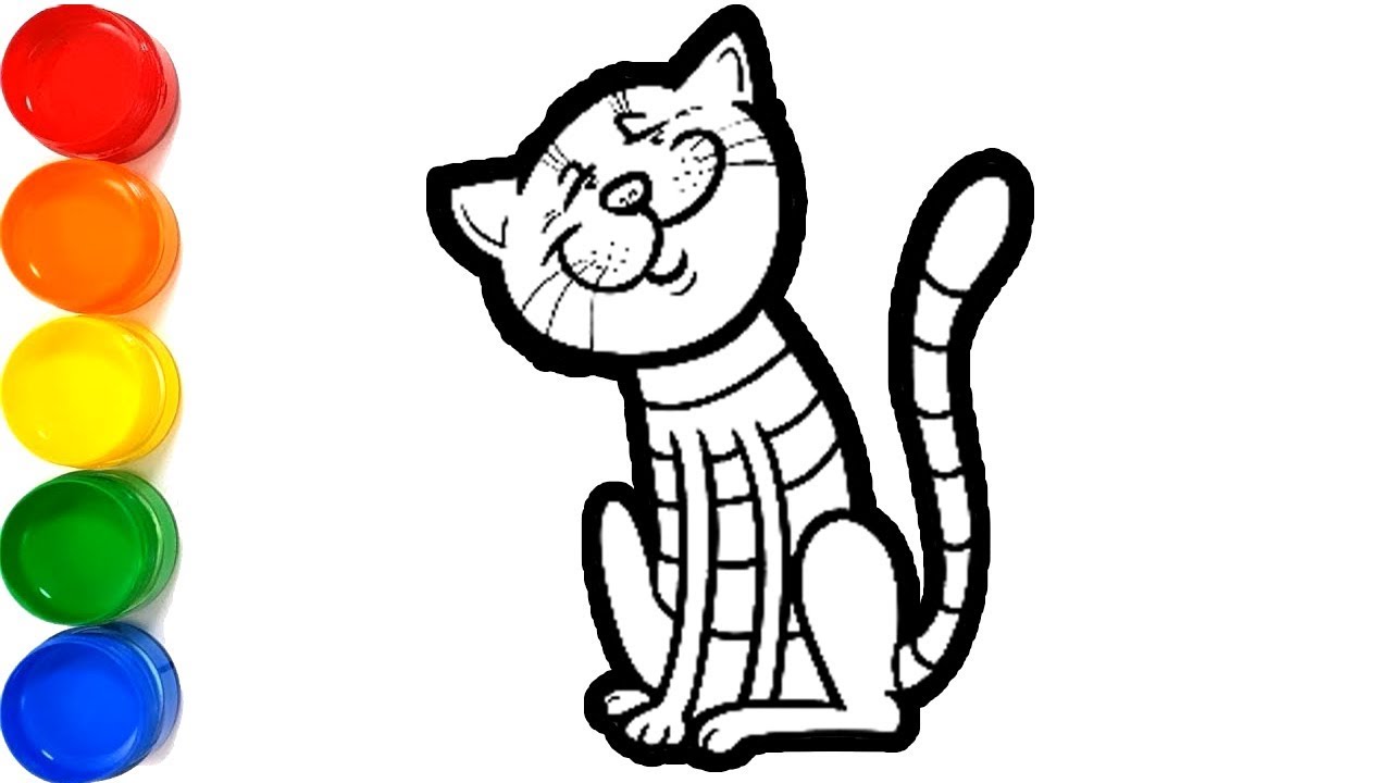 1280x720 Glittler Cute Cat Drawing And Coloring For Kids, Toddlers Learn