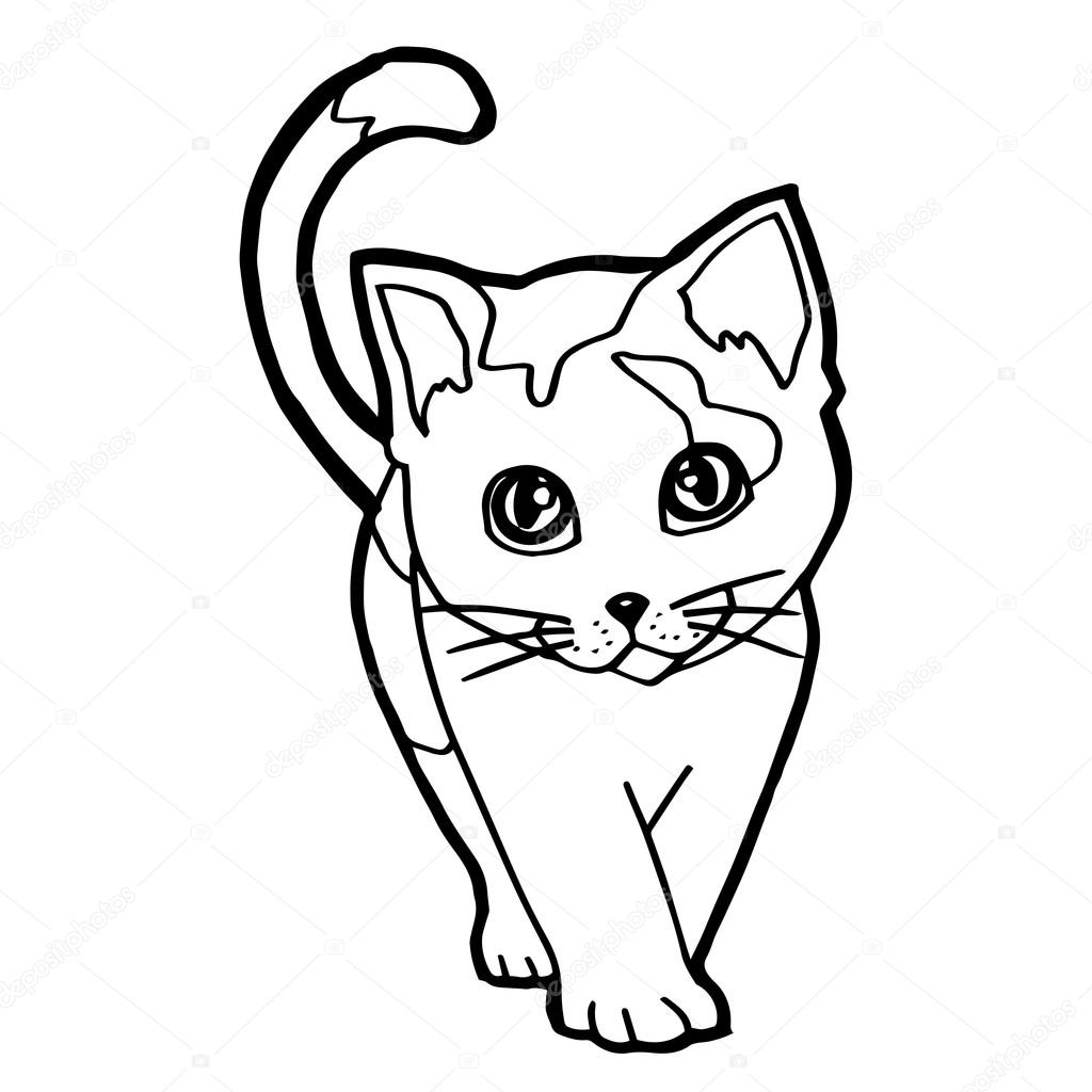 1024x1024 Cheerful Cat Coloring Pages Free