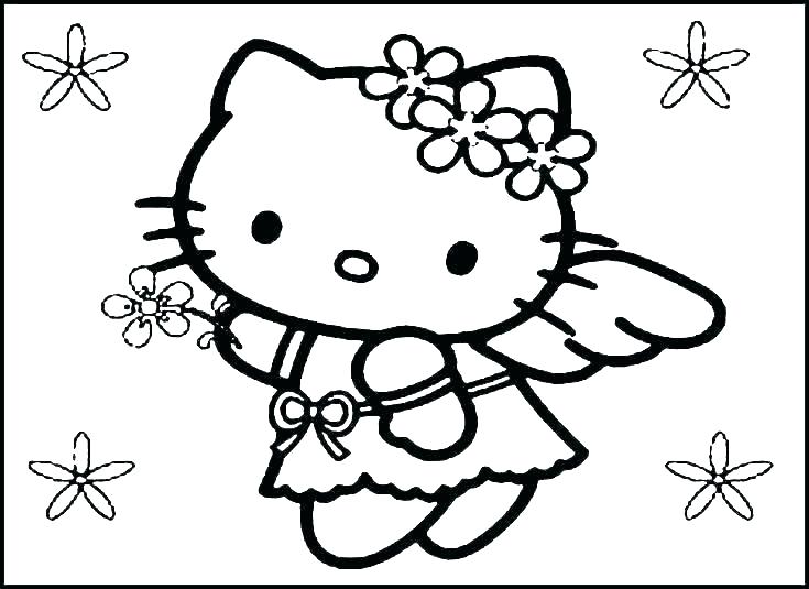 735x535 Cat Coloring Pages Online Hello Kitty Printable
