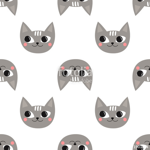 500x500 Seamless Pattern Cute Cats For Kids Holidays Baby Shower Vector