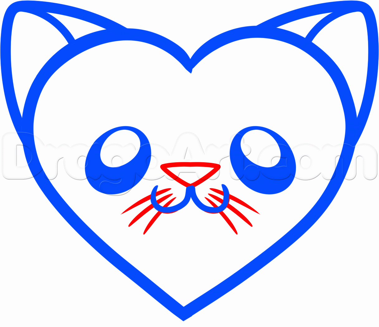 1216x1048 How To Draw A Cat Heart, Step
