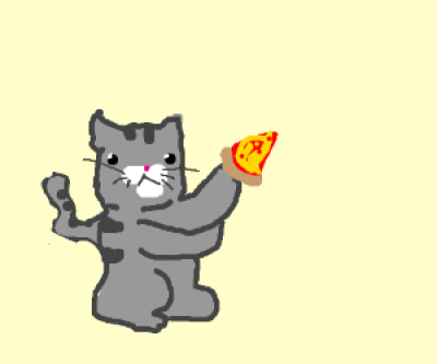 400x333 Download Free Png A Cat Eating Pizza Drawing