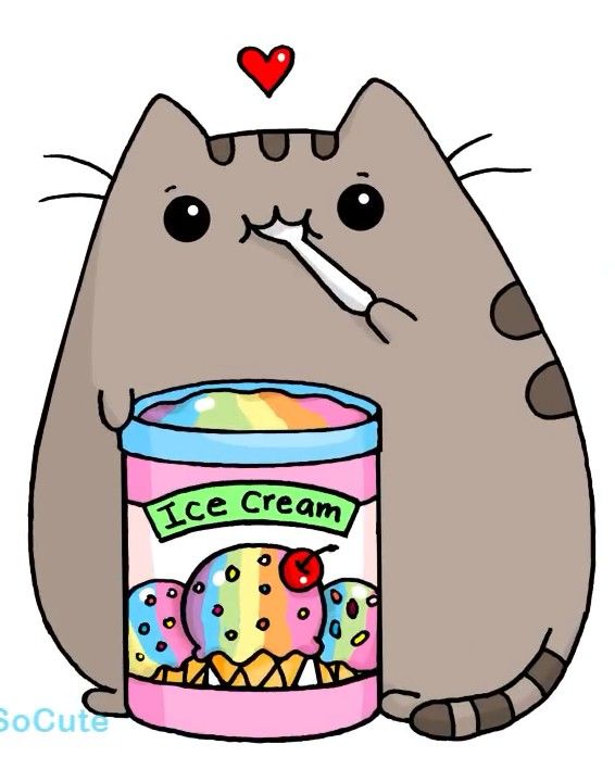 566x720 pusheen eating ice cream pusheen the cat kawaii drawings