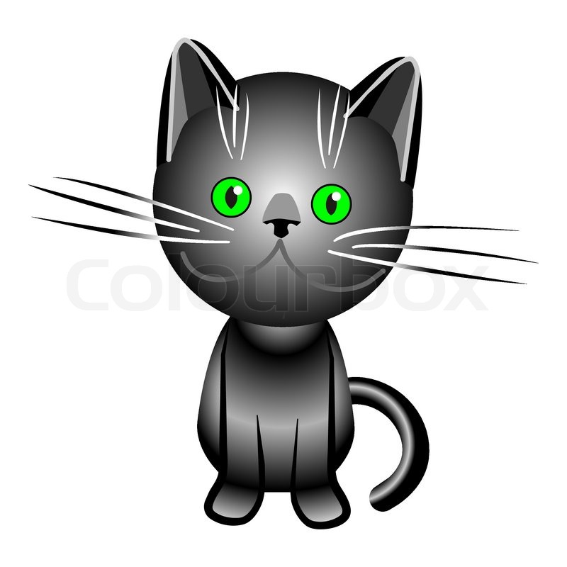 800x800 Black British Cat With Green Eyes, Stock Vector Colourbox