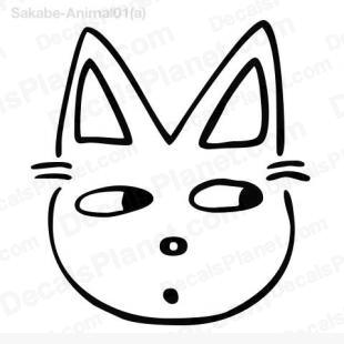 310x310 cat face drawing decal, vinyl decal sticker, wall decal