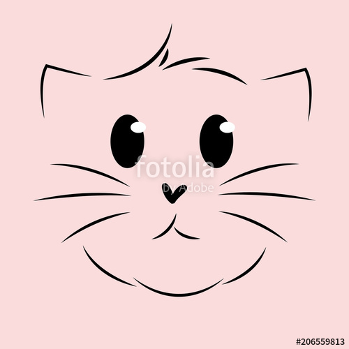 500x500 Outline Drawing Cute Cat Face Stock Image And Royalty Free