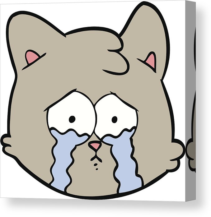 678x698 crying cartoon cat face canvas print canvas art