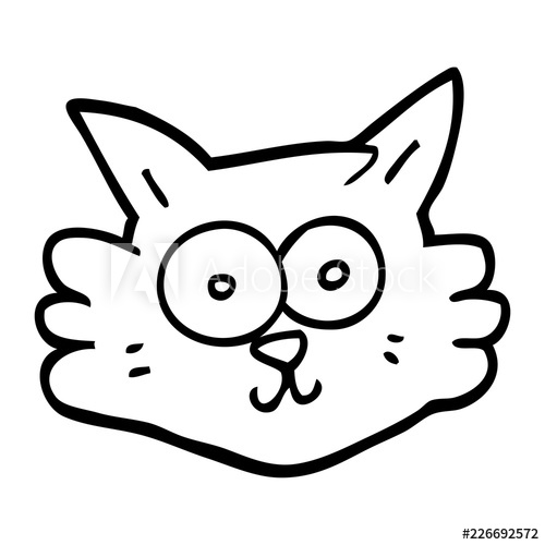 500x500 Line Drawing Cartoon Cat Face