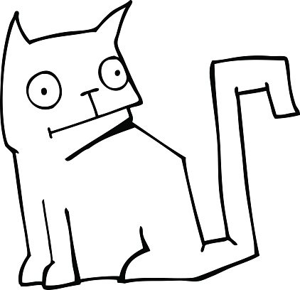 422x408 Line Drawing Cartoon Cat Premium Clipart