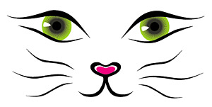 300x151 Vector Line Drawing Cat Face