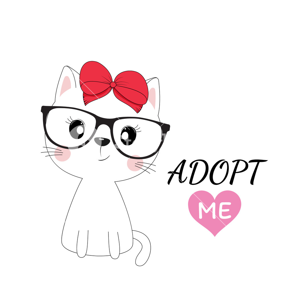 1000x1000 Lovely Cat Girl With A Red Bow Isolated On White Background Sweet