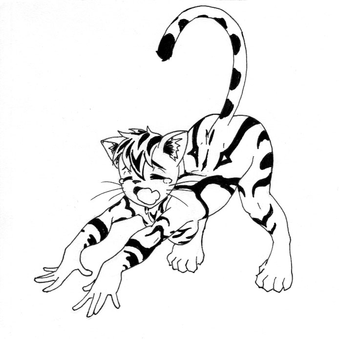 694x694 yawning cat girl