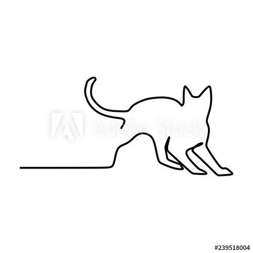 500x500 Cat One Line Drawing Vector