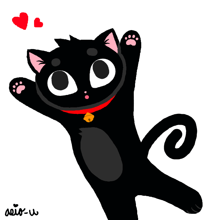 691x709 Jumping Black Cat