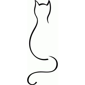 300x300 Cat Silhouette Line Art
