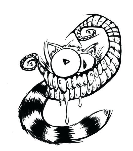 529x600 Cheshire Cat Line Drawing