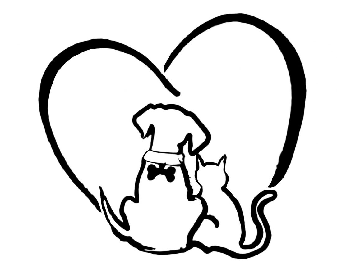 1084x857 Simple Dog And Cat Drawing Free Line Drawings Cute Love Anime I