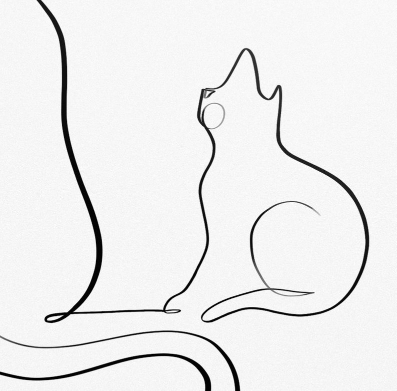 794x781 Cat Line Art One Line Drawing Cat Drawing Minimal Cat Etsy