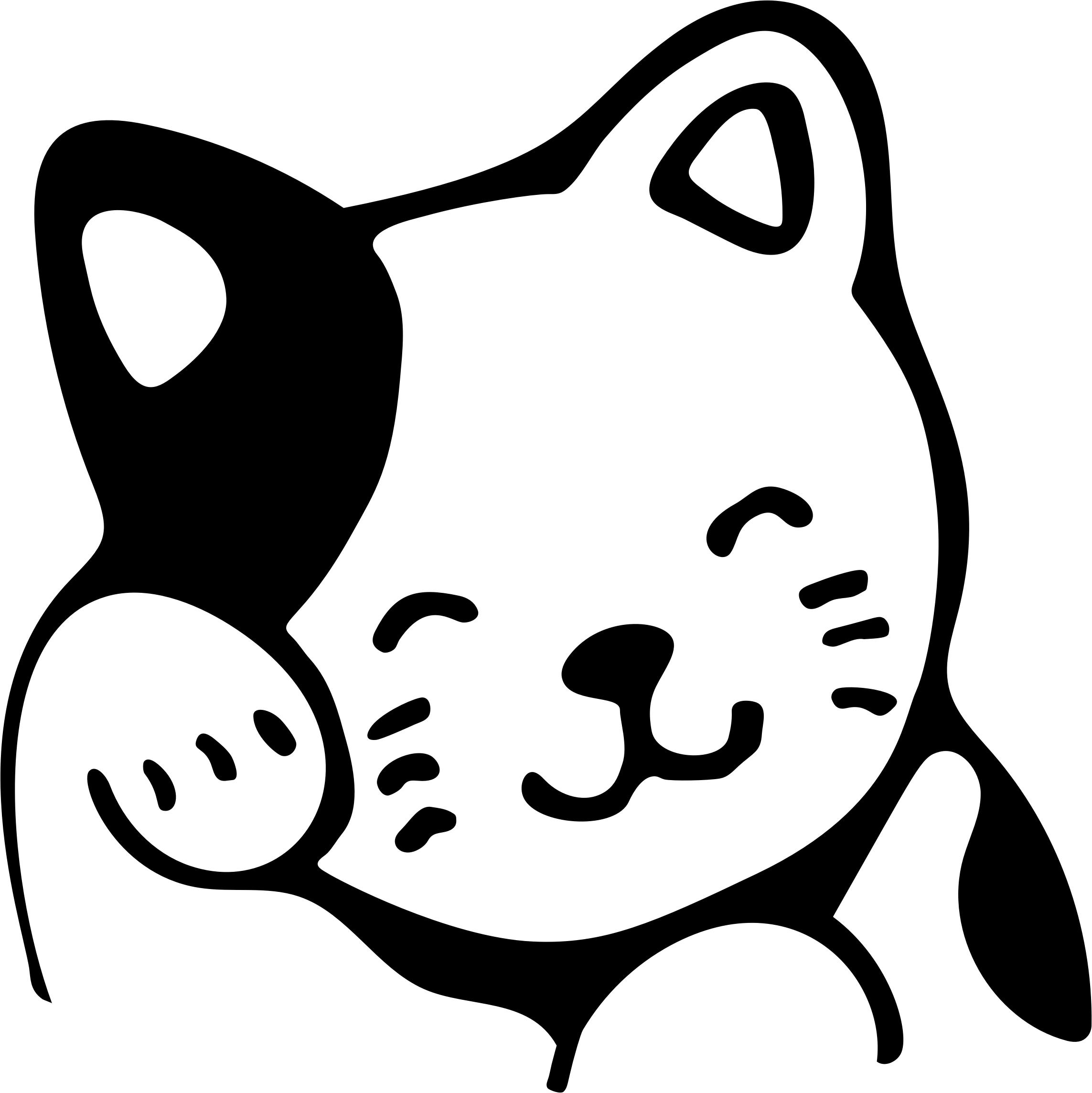 2286x2288 Grooming Cat Line Art Icons Png