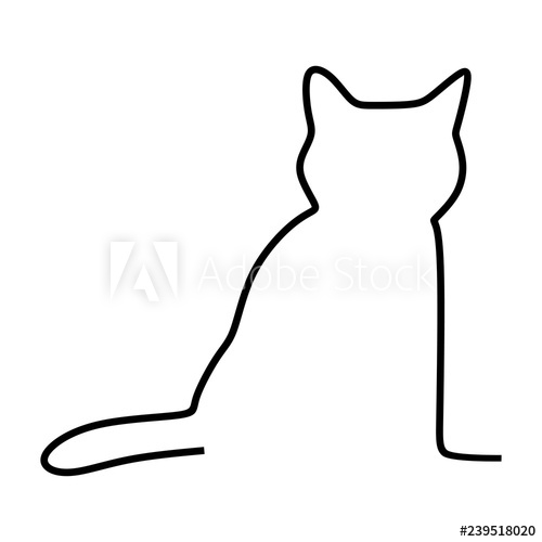 500x500 Cat Silhouette With One Line Drawing Vector Illustration