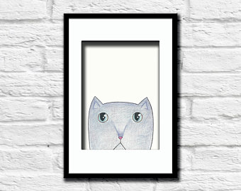 340x270 Cat Pencil Drawing Etsy