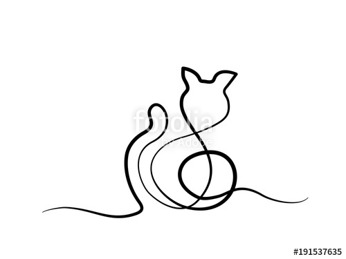 500x375 continuous line drawing cat silhouette logo vector illustration