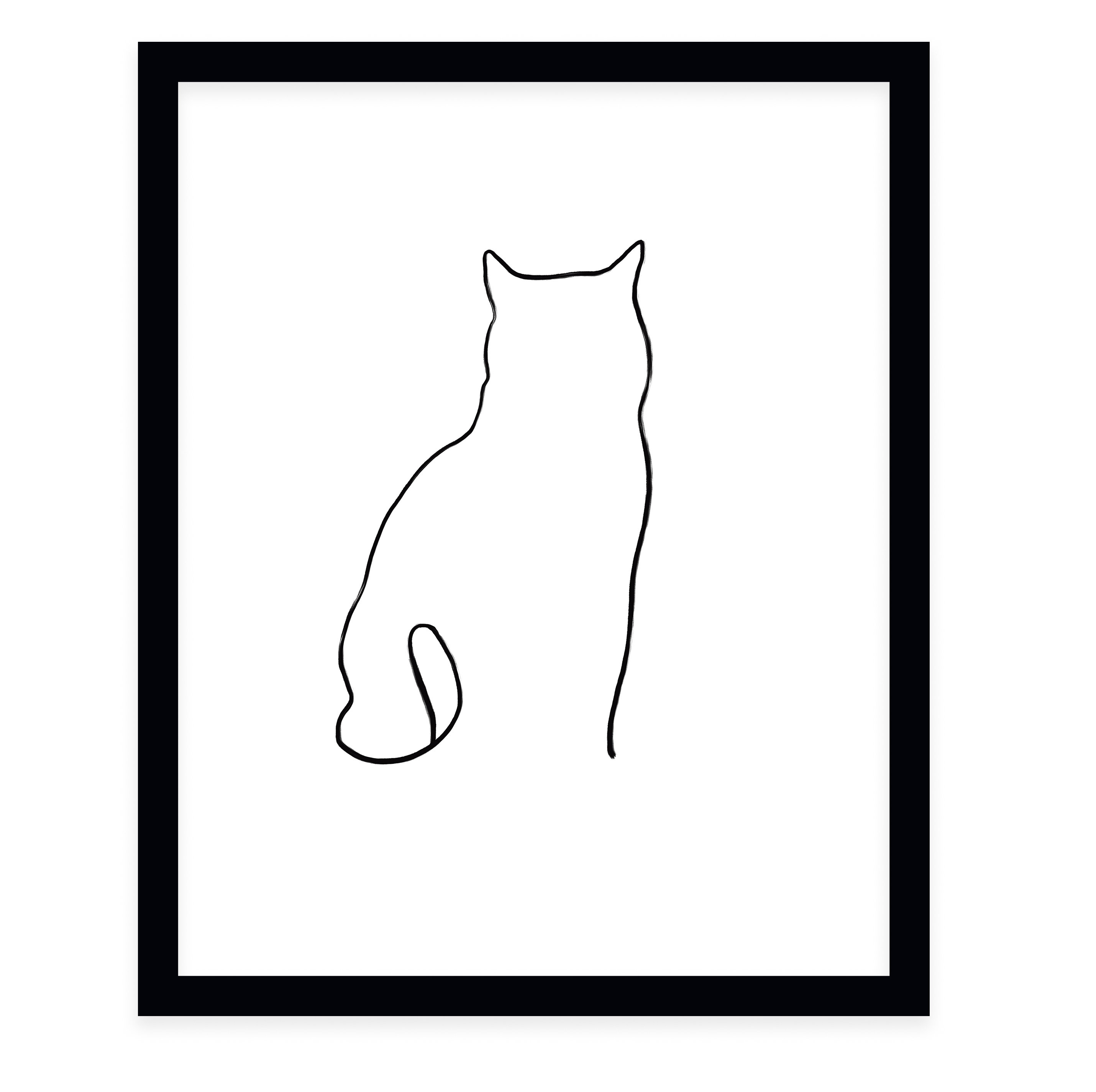 2860x2848 Zipcode Design 'black Cat Silhouette' Framed Drawing Print