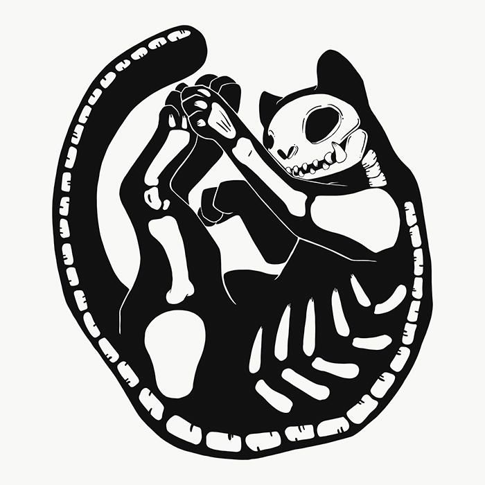 700x700 Black Cat Skeleton Matte Art Print Poster In Artwork