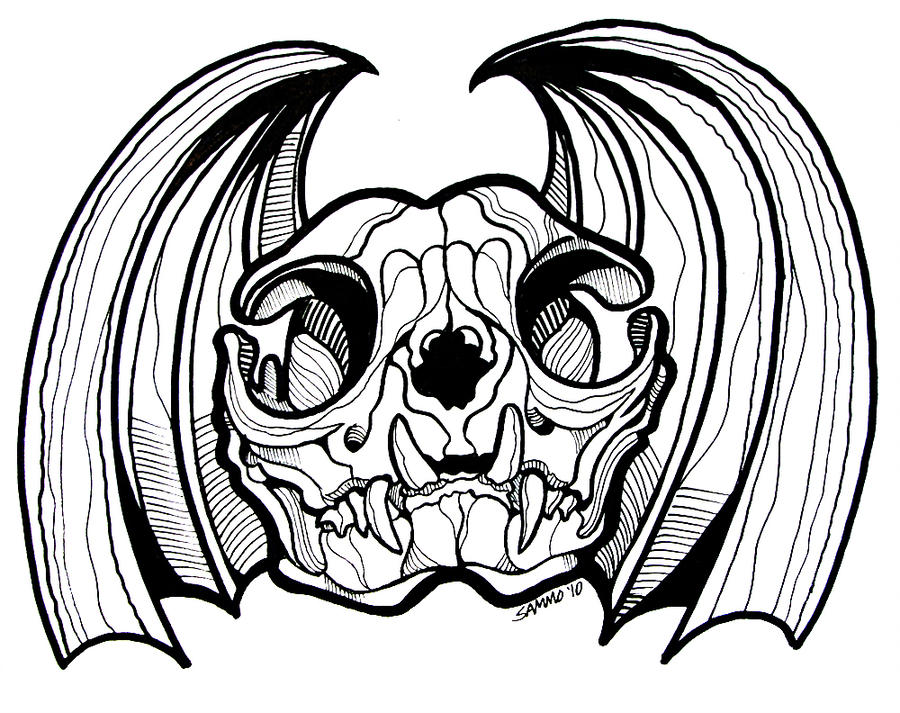 900x713 Cat Skull With Bat Wings