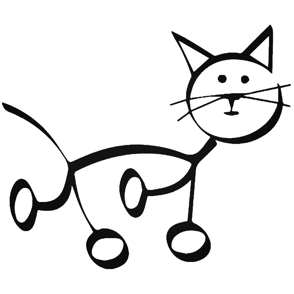1000x1000 Cat Walking Pet Stick Figure Sticker