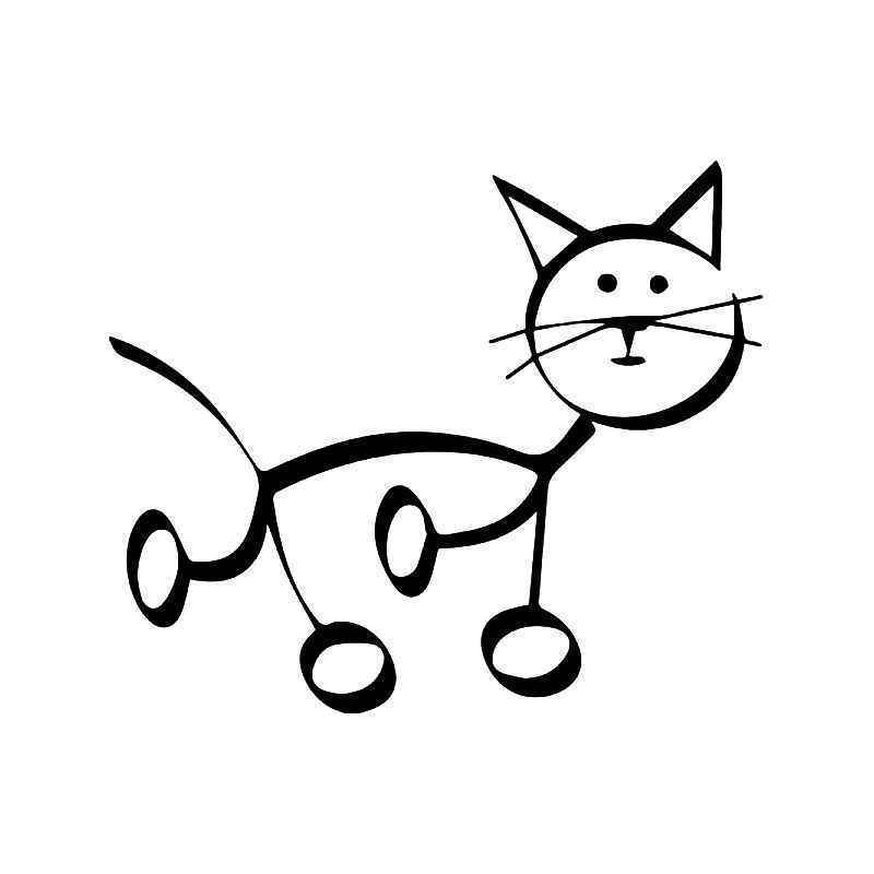 800x800 Cat Walking Pet Stick Figure Vinyl Sticker