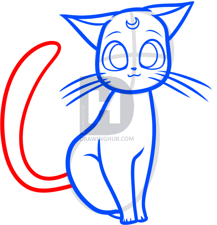 694x720 How To Draw Luna From Sailor Moon, Step
