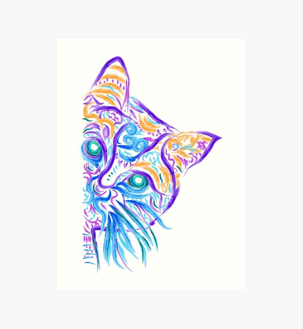 590x640 Cat Tattoo Drawing Art Prints