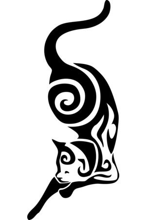 300x450 Cat Tribal Domestic Feline Stretch Cat Cat Tattoo Designs