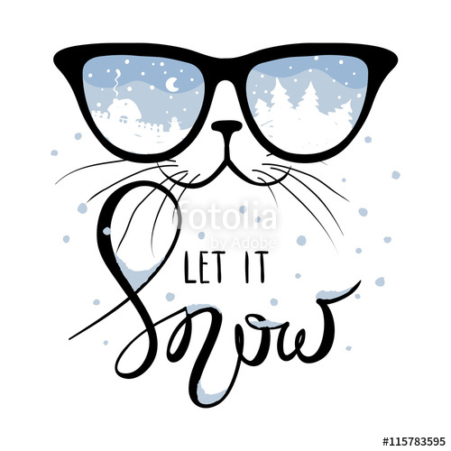 500x500 Cat In The Glasses In Which Winter Is Reflectedfunny Christmas