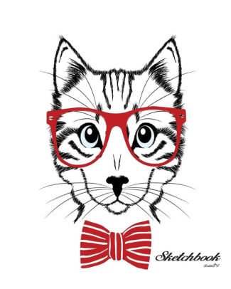 325x406 Sketchbook Hipster Cat With Red Glasses Pages Of X