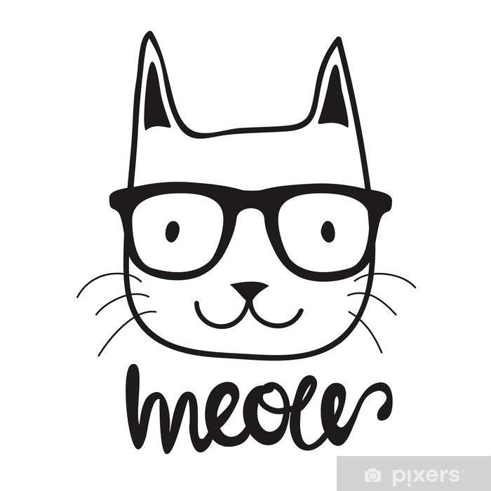 700x700 Vector Illustration With Cat In A Glasses Typography Poster